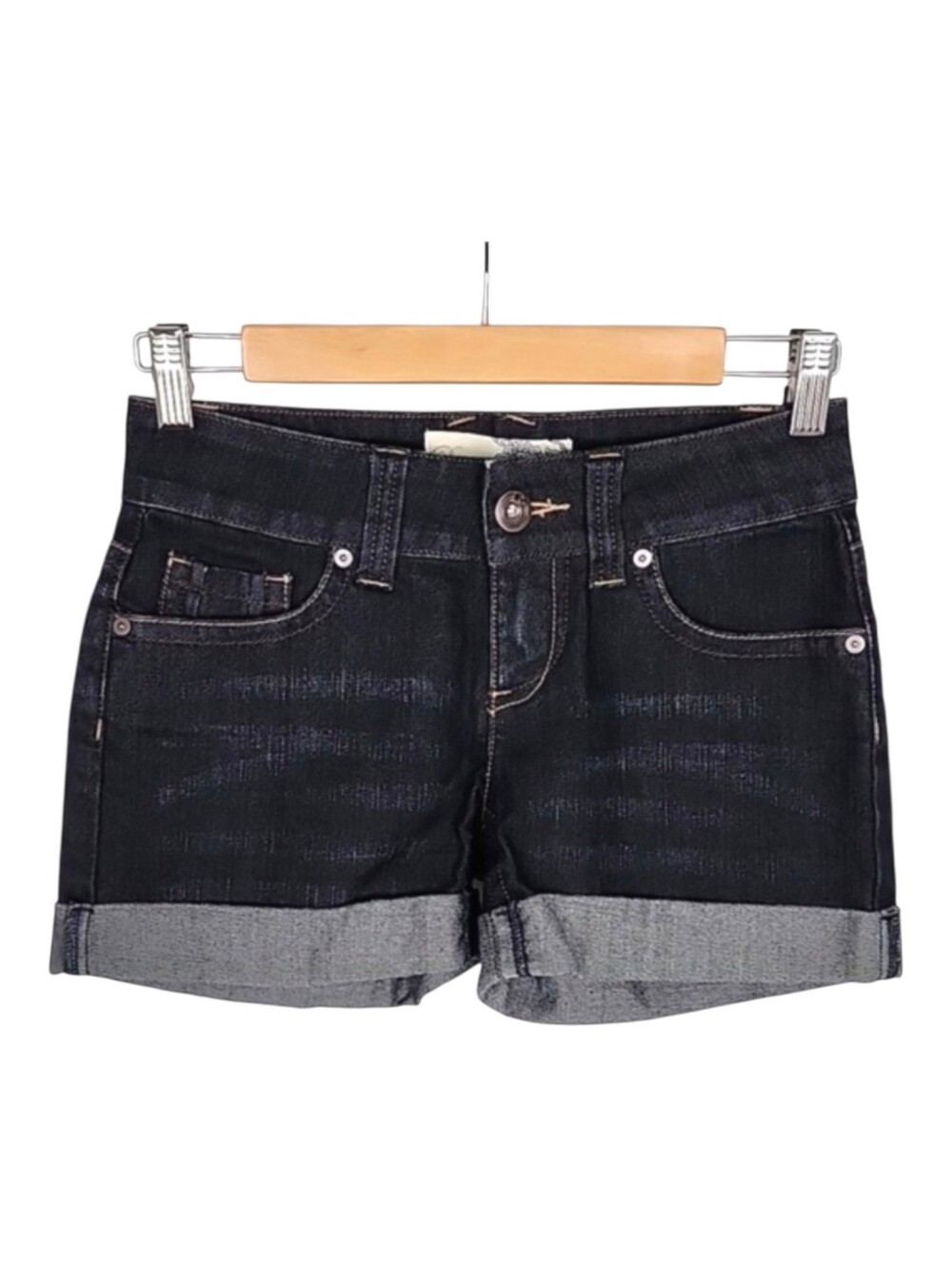 Le Chateau Denim Dark Wash Blue Jean Short Cotton Blend Stretch Size 24